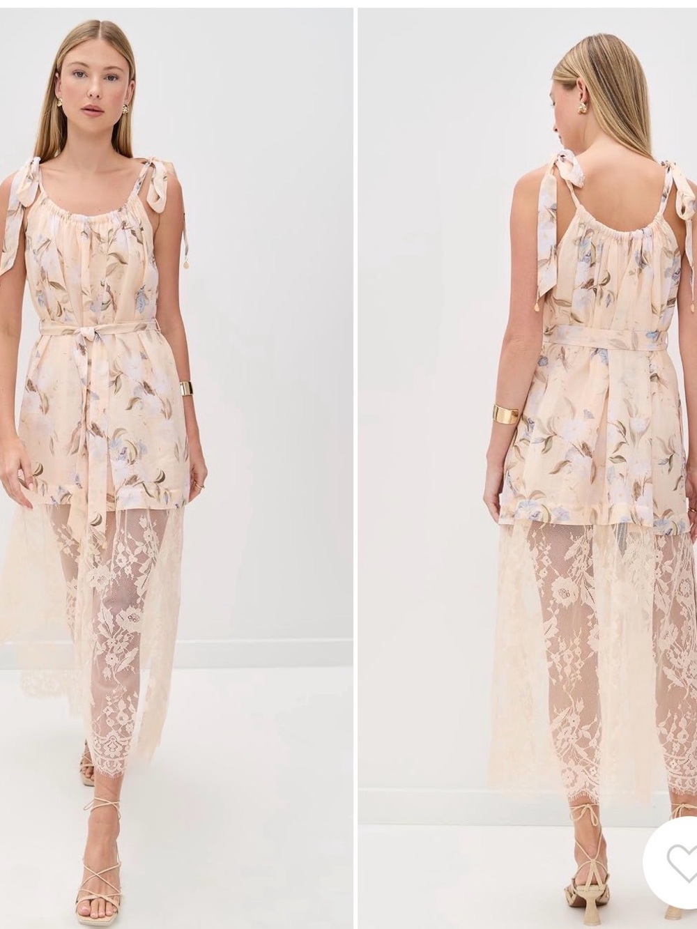 Zimmermann Cascadian Sheer Floral Tie-Shoulder Midi Dress in Blush
